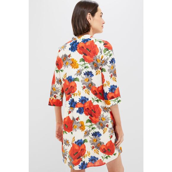 TUCKERNUCK Crimson Poppy Cotton Linen Royal Shirt Dress Size XS NWT - Picture 2 of 8